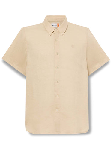 Camicia Timberland in lino verde da uomo per primavera estate