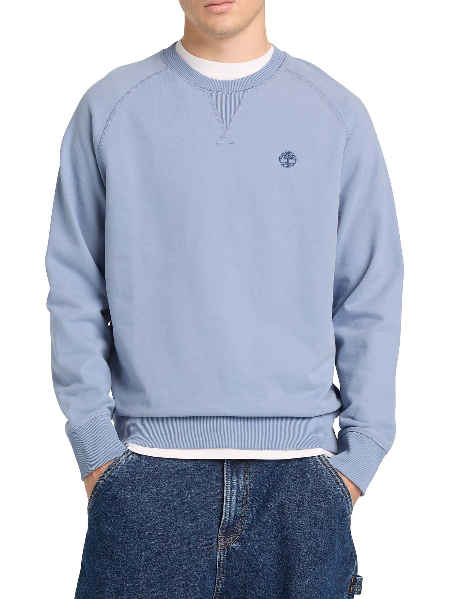 Felpa Timberland Exeter River blu da uomo con logo ricamato