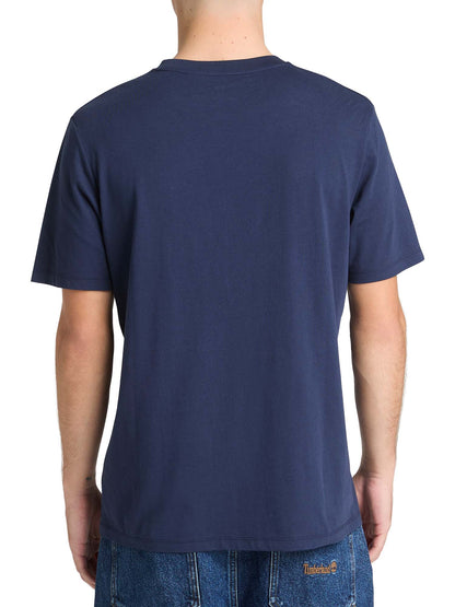 Timberland T-shirt casual da uomo in cotone blu con logo