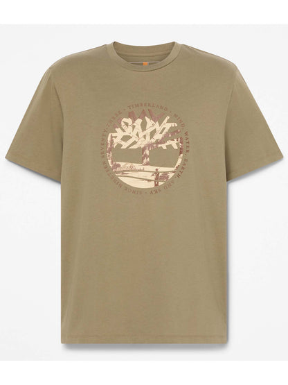 Timberland t-shirt da uomo verde con stampa grafica frontale