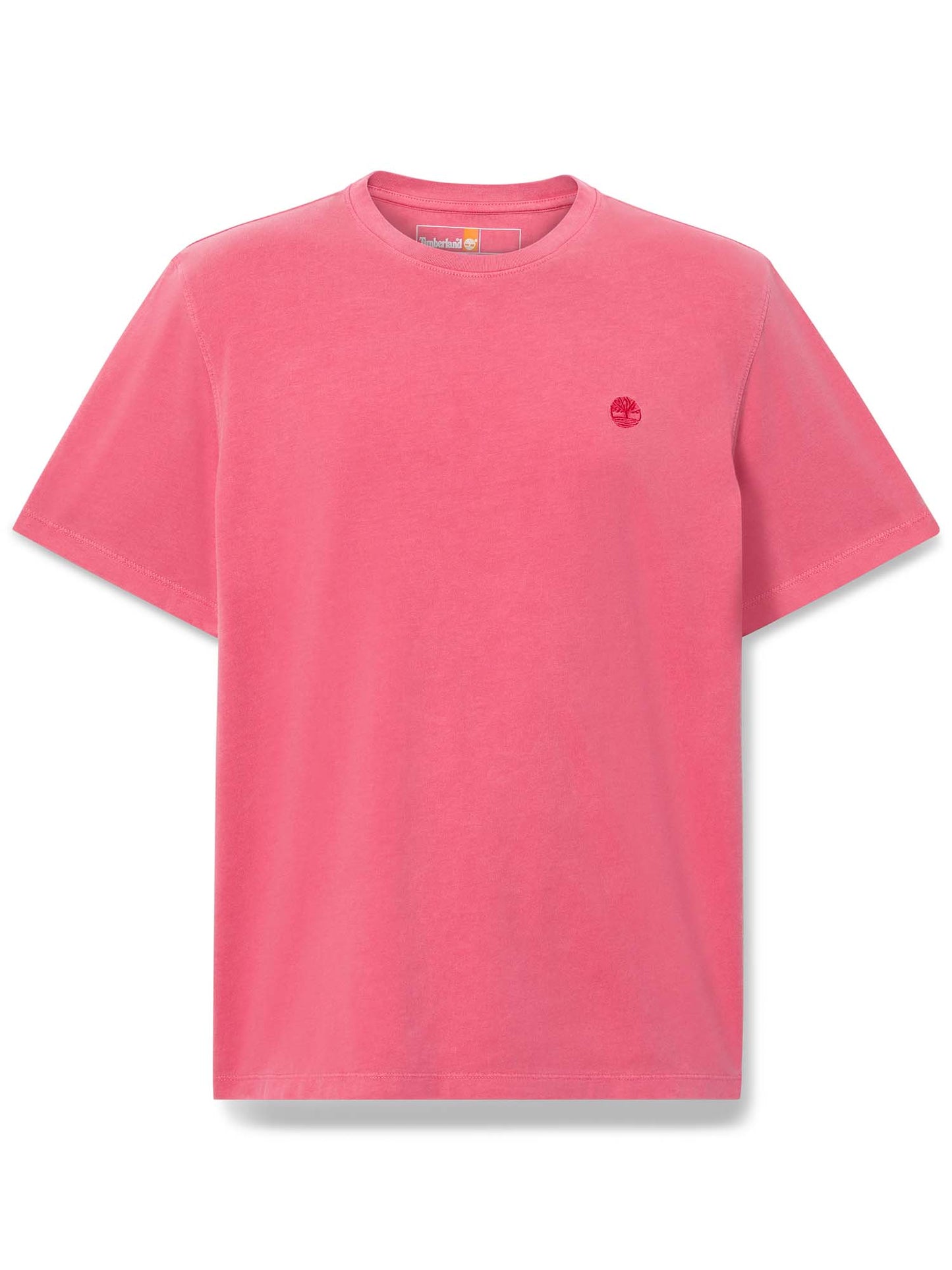 Timberland, t-shirt rossa da uomo con logo ricamato e maniche corte