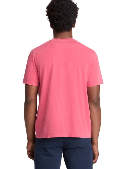 Timberland, t-shirt rossa da uomo con logo ricamato e maniche corte