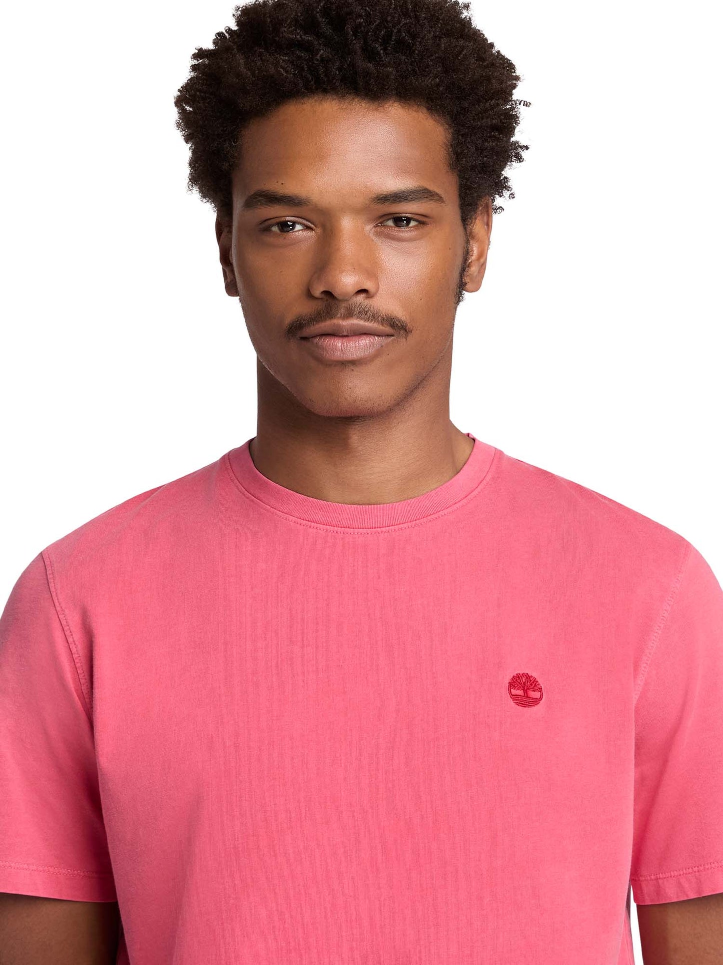 Timberland, t-shirt rossa da uomo con logo ricamato e maniche corte