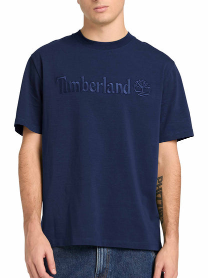 Timberland Hampthon, t-shirt maniche corte da uomo blu con logo ricamato