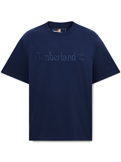 Timberland Hampthon, t-shirt maniche corte da uomo blu con logo ricamato