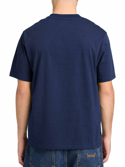 Timberland Hampthon, t-shirt maniche corte da uomo blu con logo ricamato