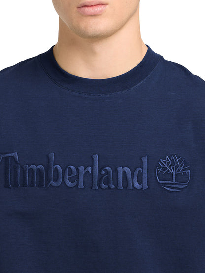 Timberland Hampthon, t-shirt maniche corte da uomo blu con logo ricamato