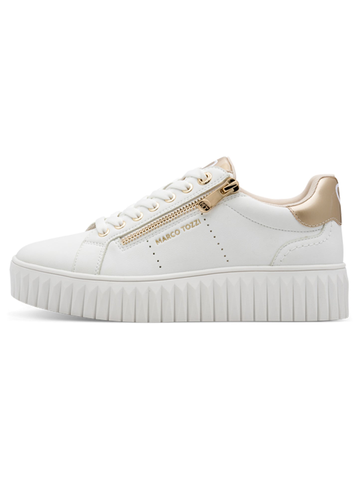 Sneakers casual da donna Marco Tozzi bianche in tessile sintetico