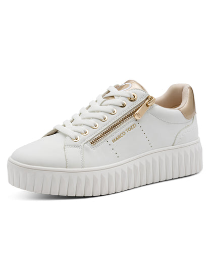 Sneakers casual da donna Marco Tozzi bianche in tessile sintetico