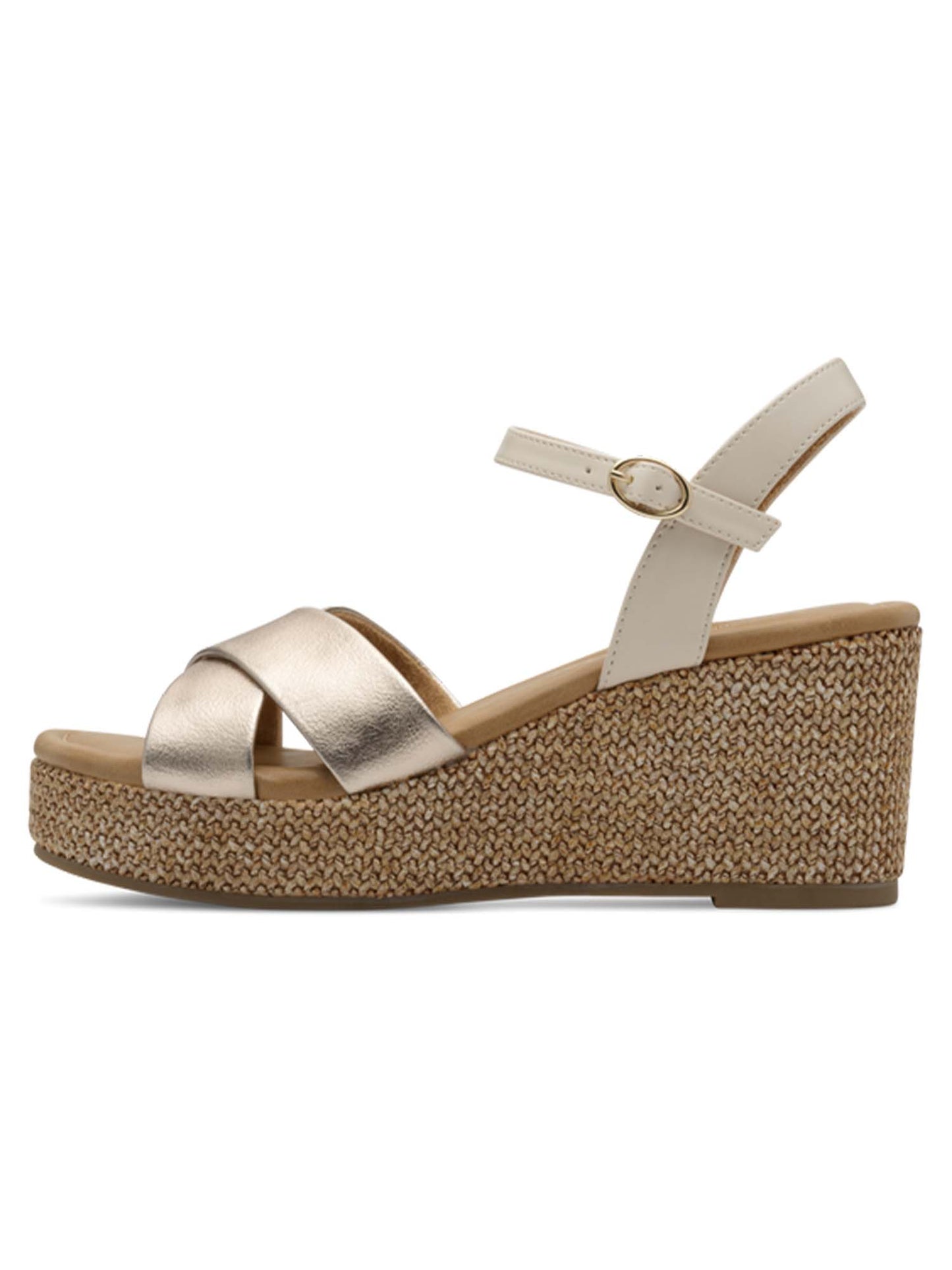 Marco Tozzi sandali con zeppa unisex in colore neutro