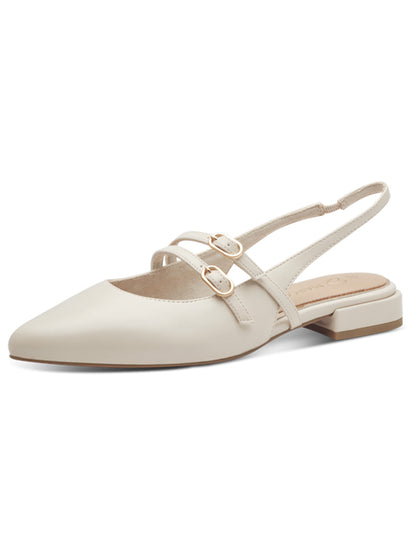 Eleganti ballerine sling back in tessuto crema da donna Marco Tozzi