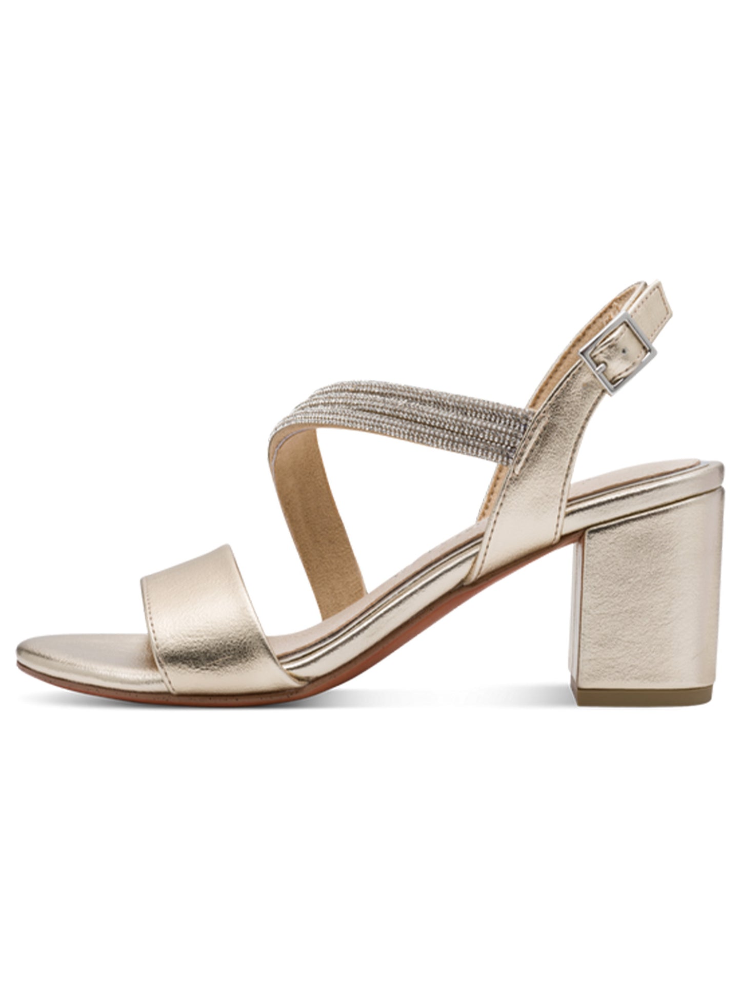 Sandali da donna Marco Tozzi con tacco a blocco color oro