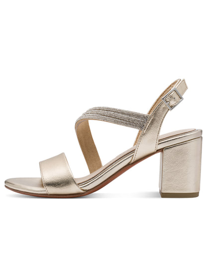 Sandali da donna Marco Tozzi con tacco a blocco color oro