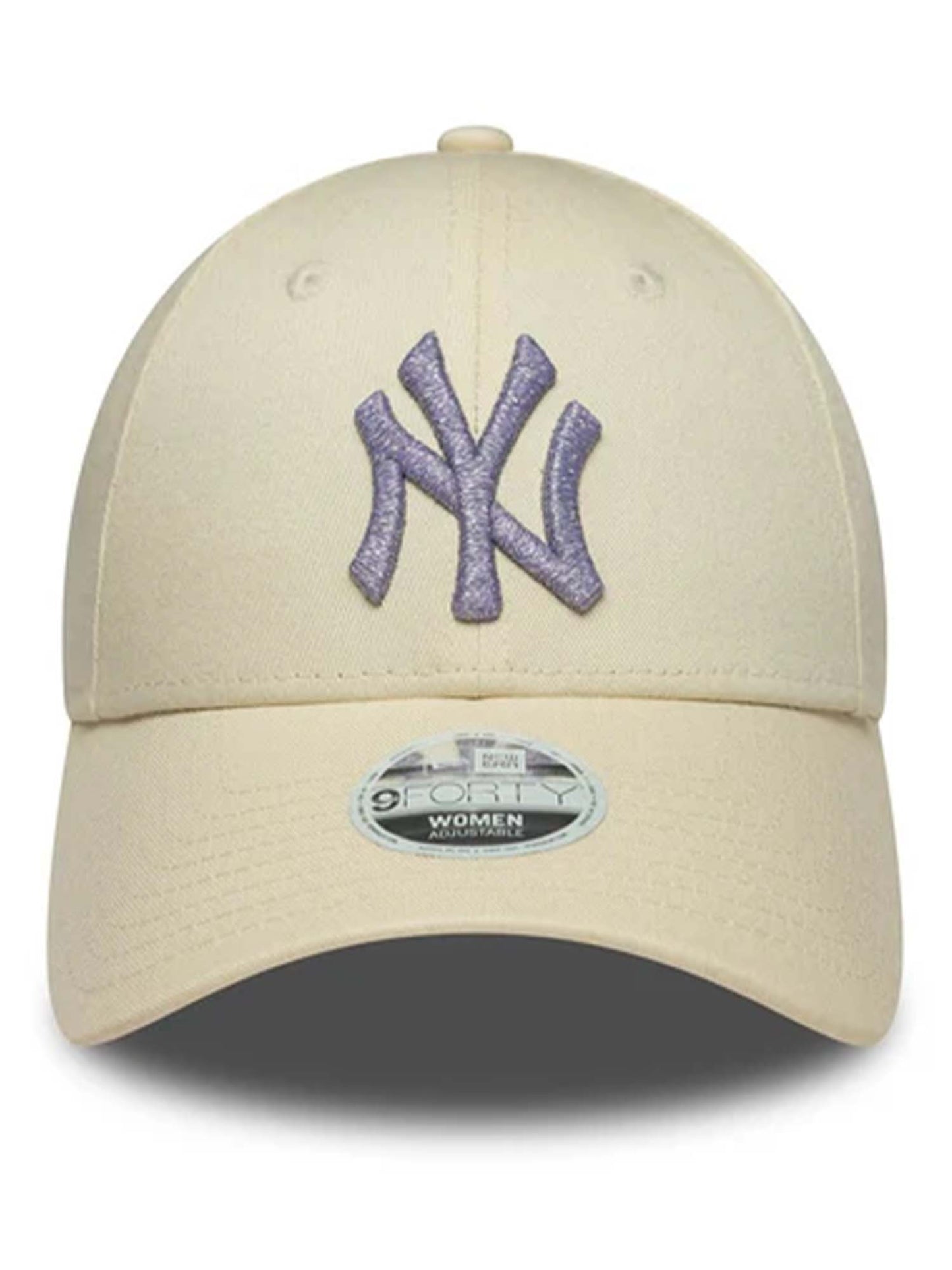 Cappello 9FORTY New York Yankees beige da donna con logo metallizzato