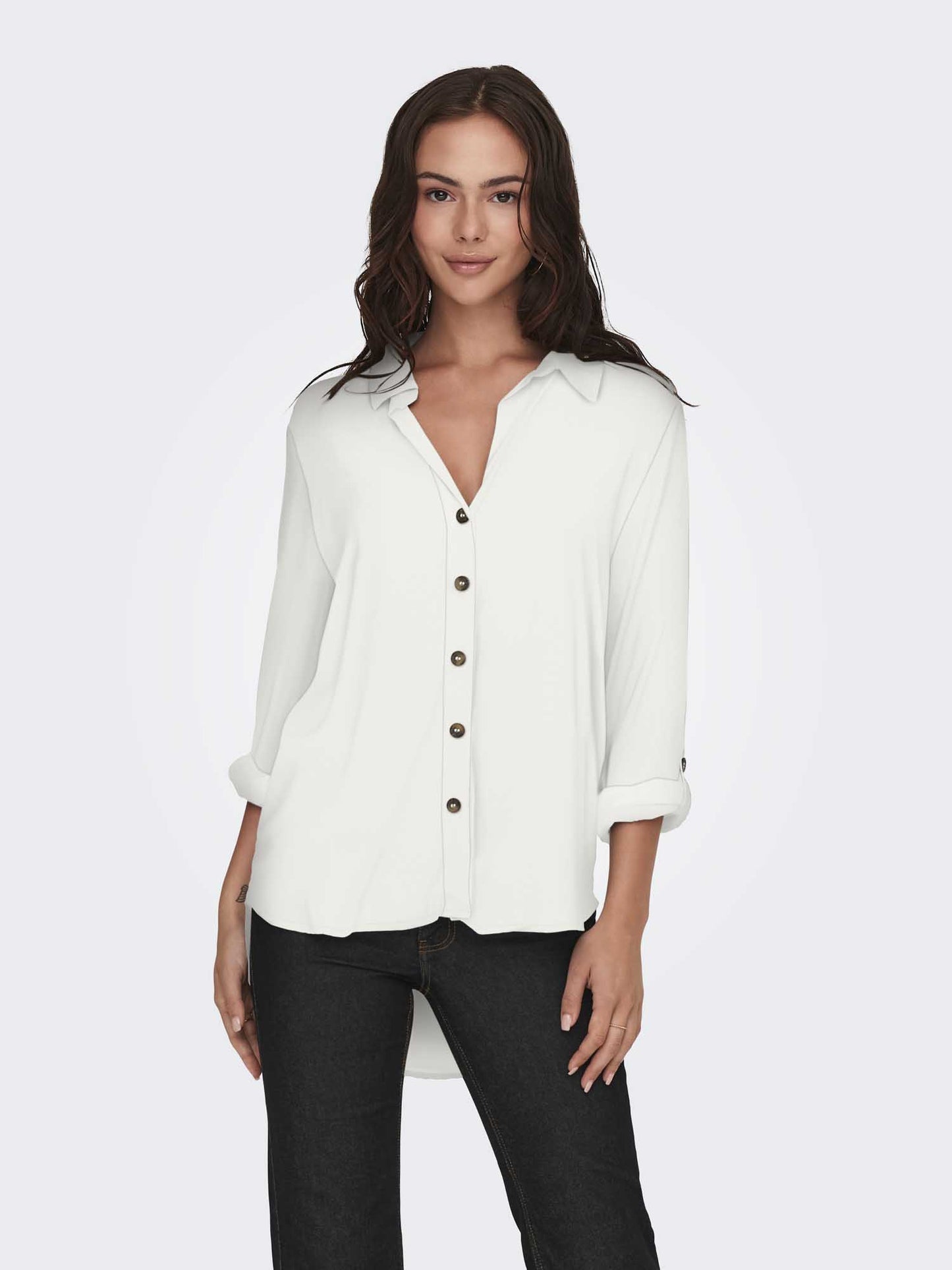 JDY LAUREL LS SHIRT - BIANCO