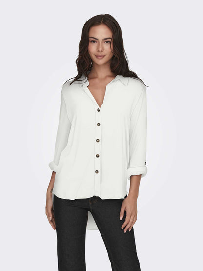 JDY LAUREL LS SHIRT - BIANCO