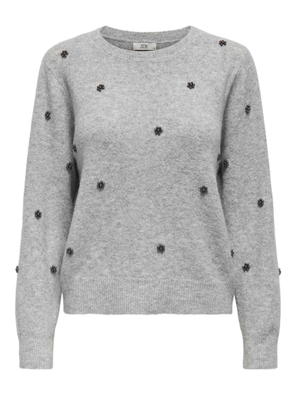 PULLOVER CON PERLE JACQUELINE DE YONG DA RAGAZZA GRIGIO