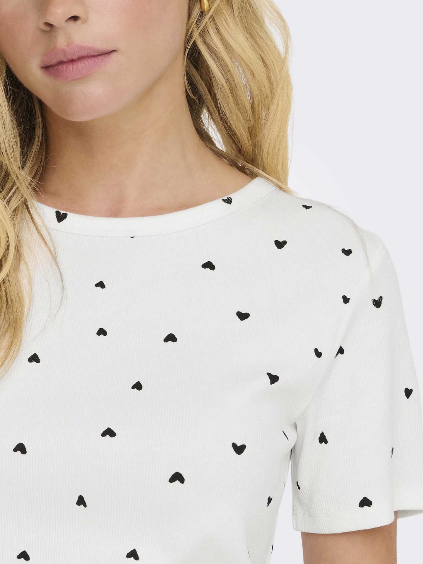 JDY SOFIA SS TOP - BIANCO-NERO