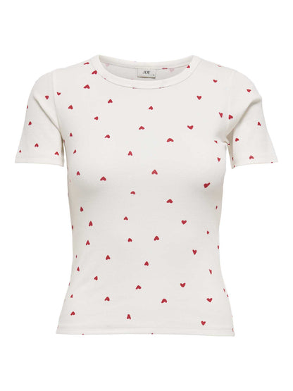 JDY SOFIA SS TOP - BIANCO-ROSSO