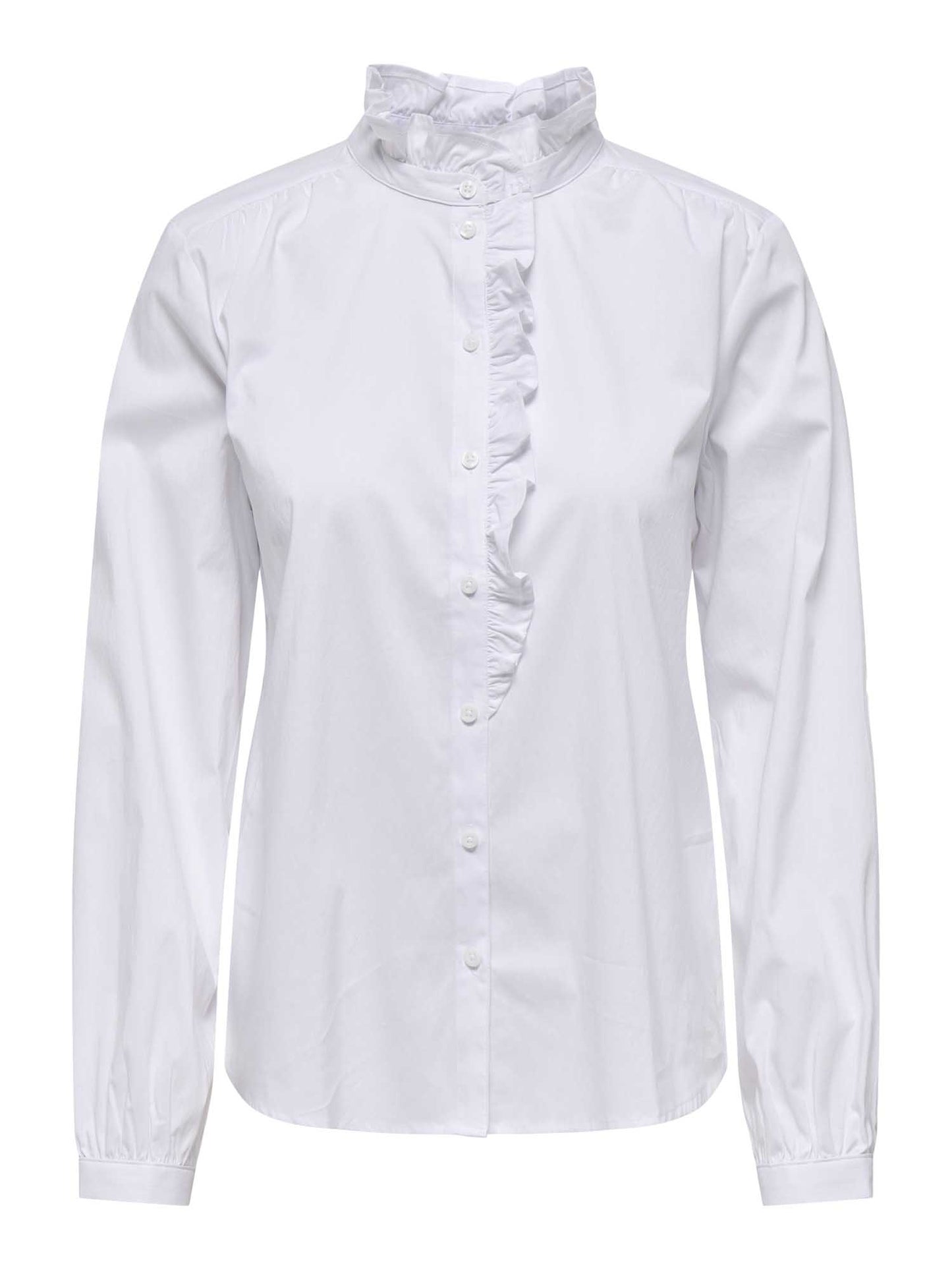 JDY MIO LS FRILL - BIANCO