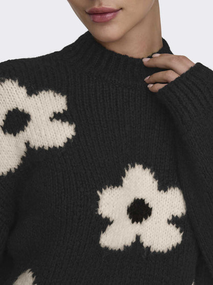 PULLOVER KILIAN A FIORI JACQUELINE DE YONG DA RAGAZZA NERO