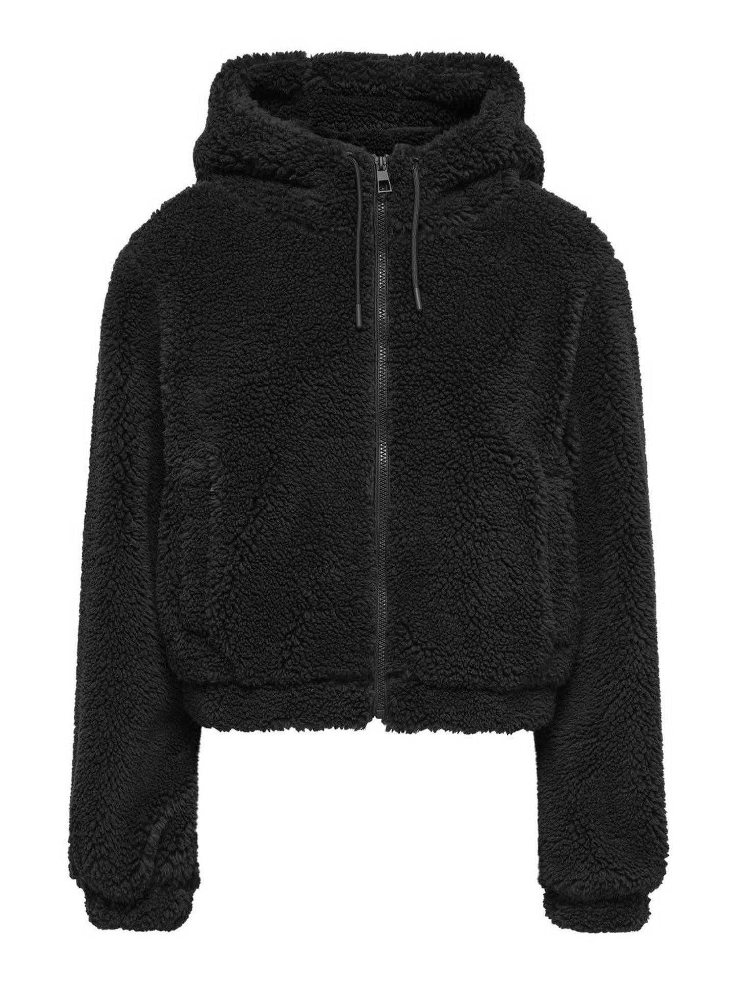 GIACCA TEDDY MILA CON CAPPUCCIO JACQUELINE DE YONG DA RAGAZZA NERO