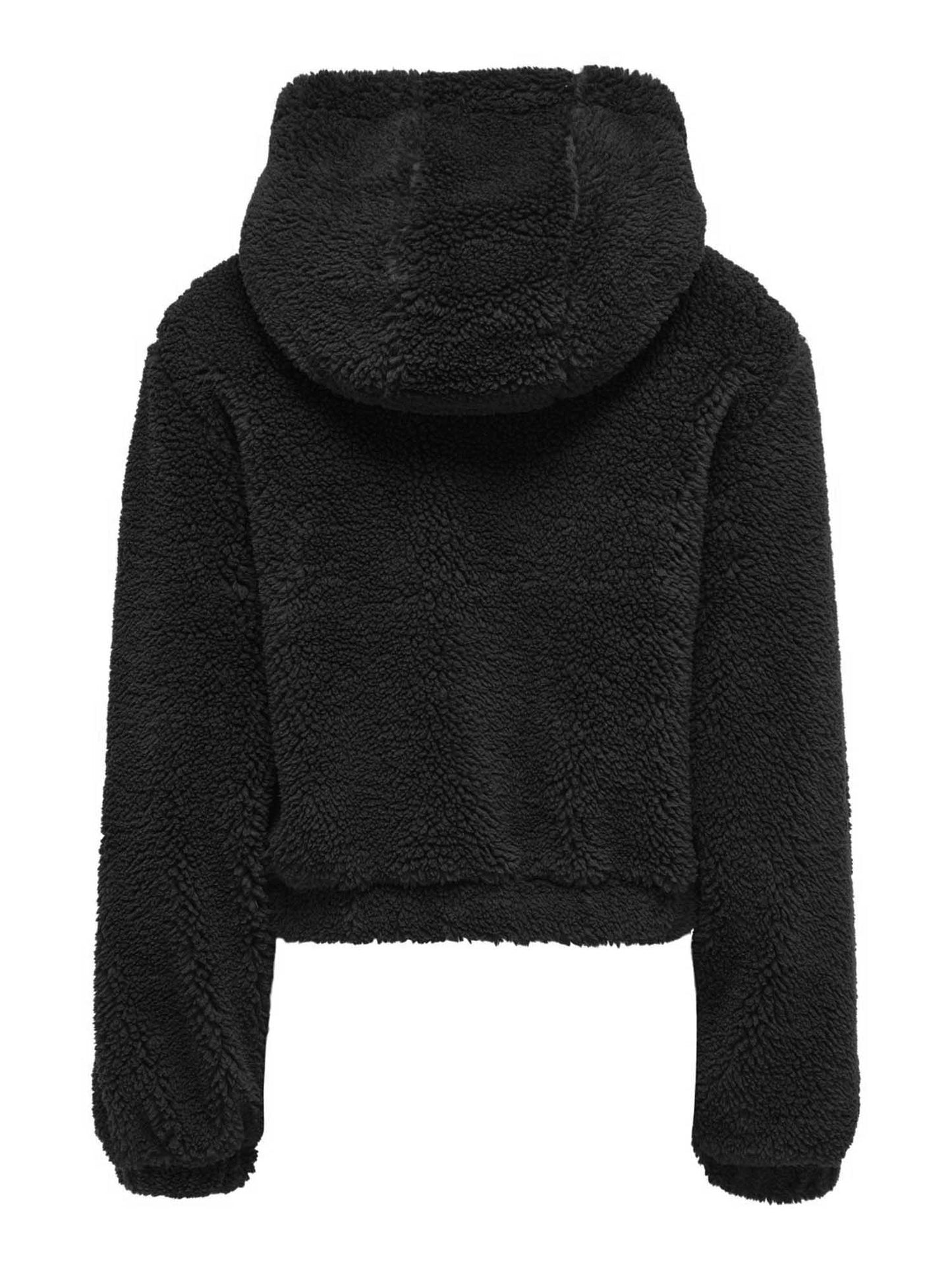 GIACCA TEDDY MILA CON CAPPUCCIO JACQUELINE DE YONG DA RAGAZZA NERO