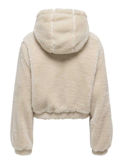 GIACCA TEDDY MILA CON CAPPUCCIO JACQUELINE DE YONG DA RAGAZZA PANNA