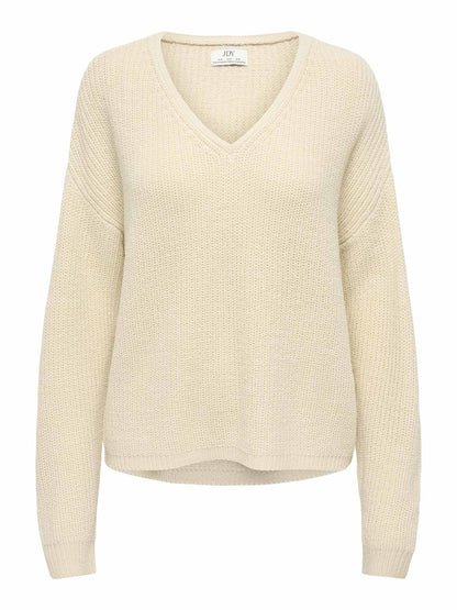 Jaqueline De Yong Evie V Neck, maglia da donna beige