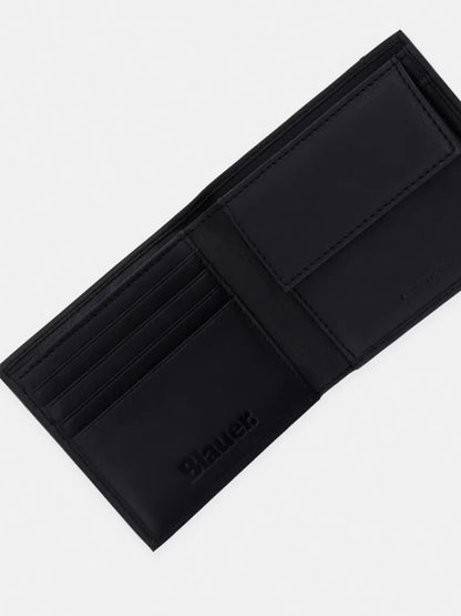 Portafoglio da uomo nero Blauer Cop in pelle