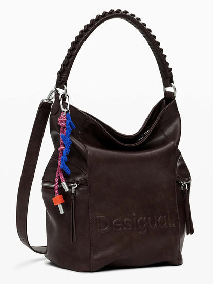 BORSA CONVERTIBILE HALF LOGO DESIGUAL DONNA CIOCCOLATO
