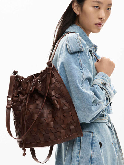 Zaino Desigual Argon in ecopelle intrecciata marrone da donna