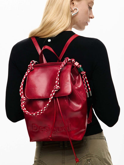 Zaino rosso Desigual Luena piccolo con logo per donna