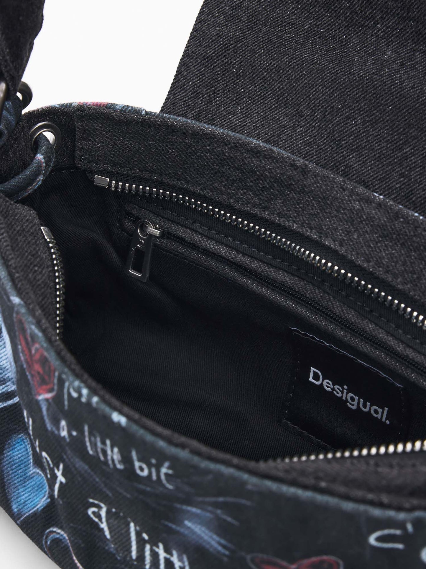 Desigual Graffiti, borsa casual blu da donna con tracolla regolabile