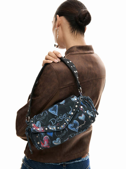 Desigual Graffiti, borsa casual blu da donna con tracolla regolabile