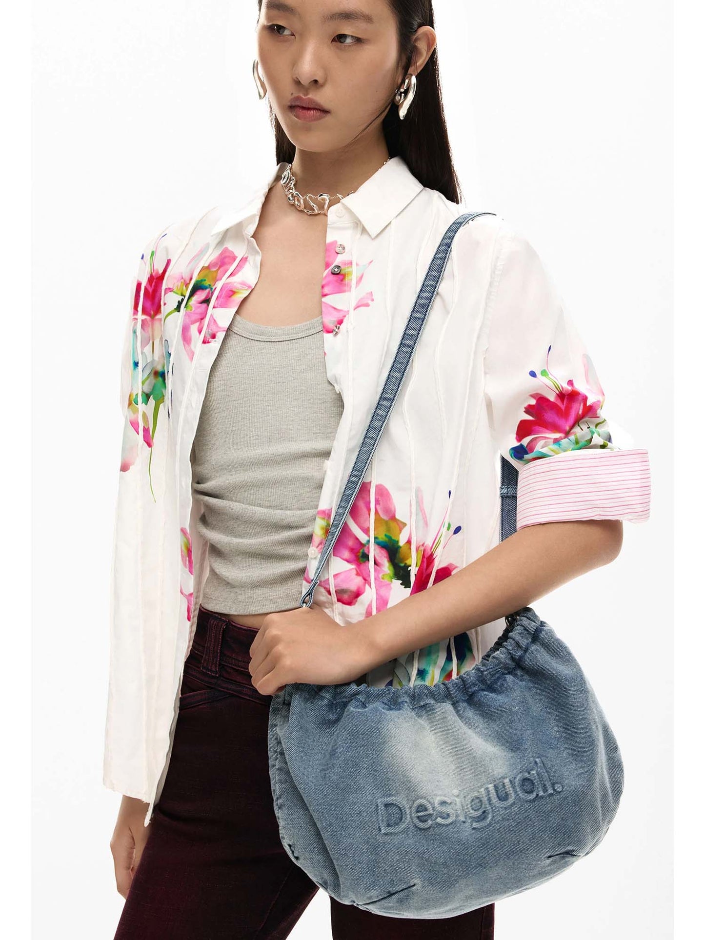 Borsa a tracolla Desigual effetto denim da donna