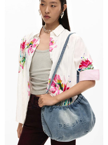 Borsa a tracolla Desigual effetto denim da donna