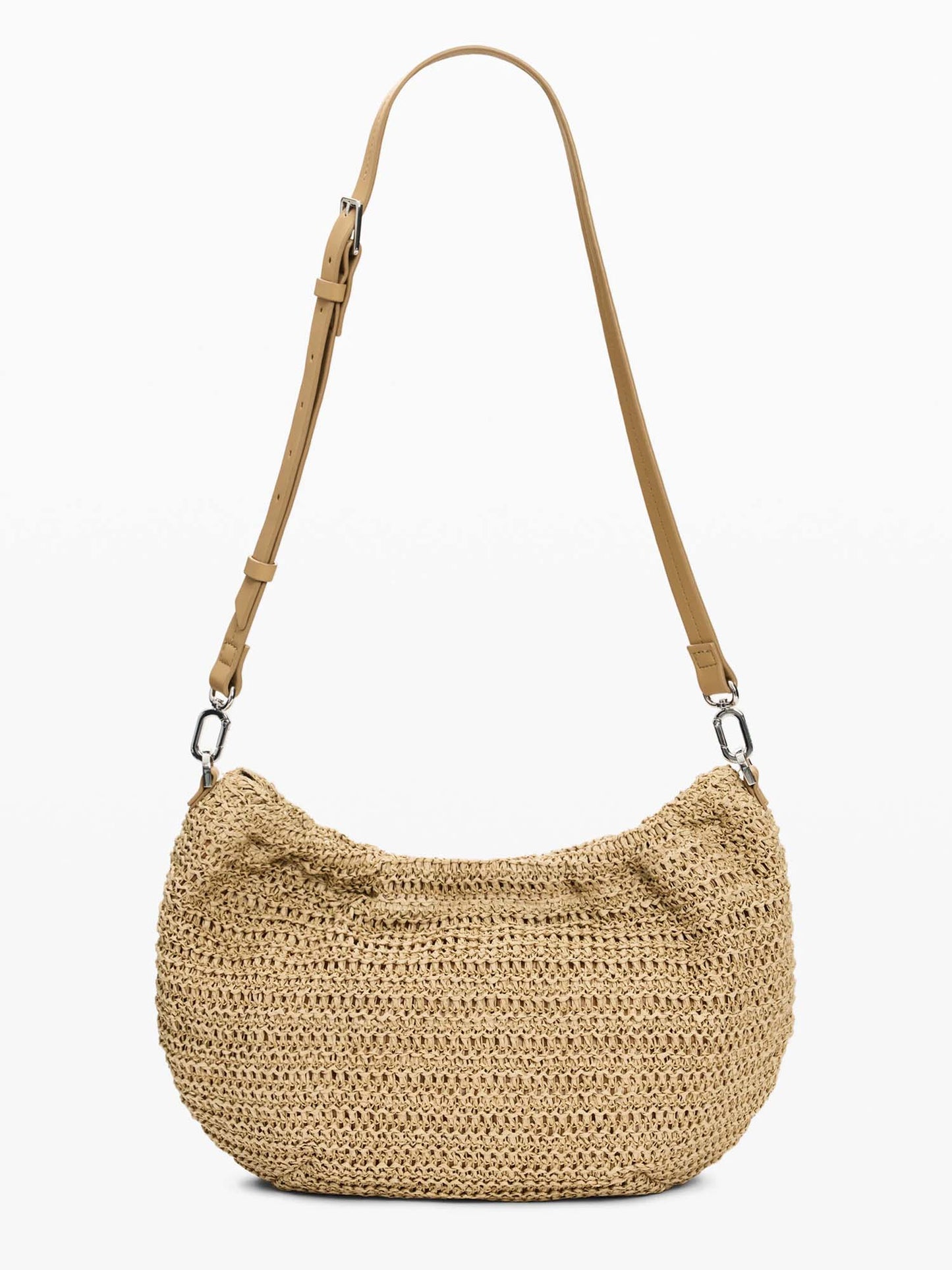 Borsa Desigual in rafia beige con charms removibili da donna