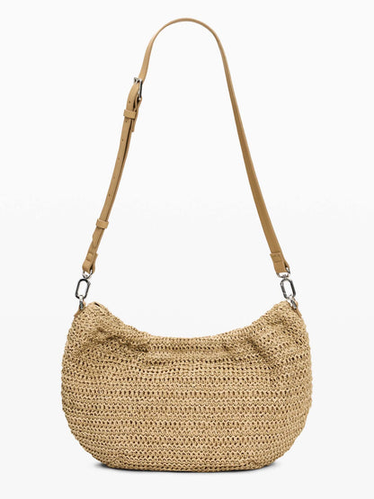 Borsa Desigual in rafia beige con charms removibili da donna
