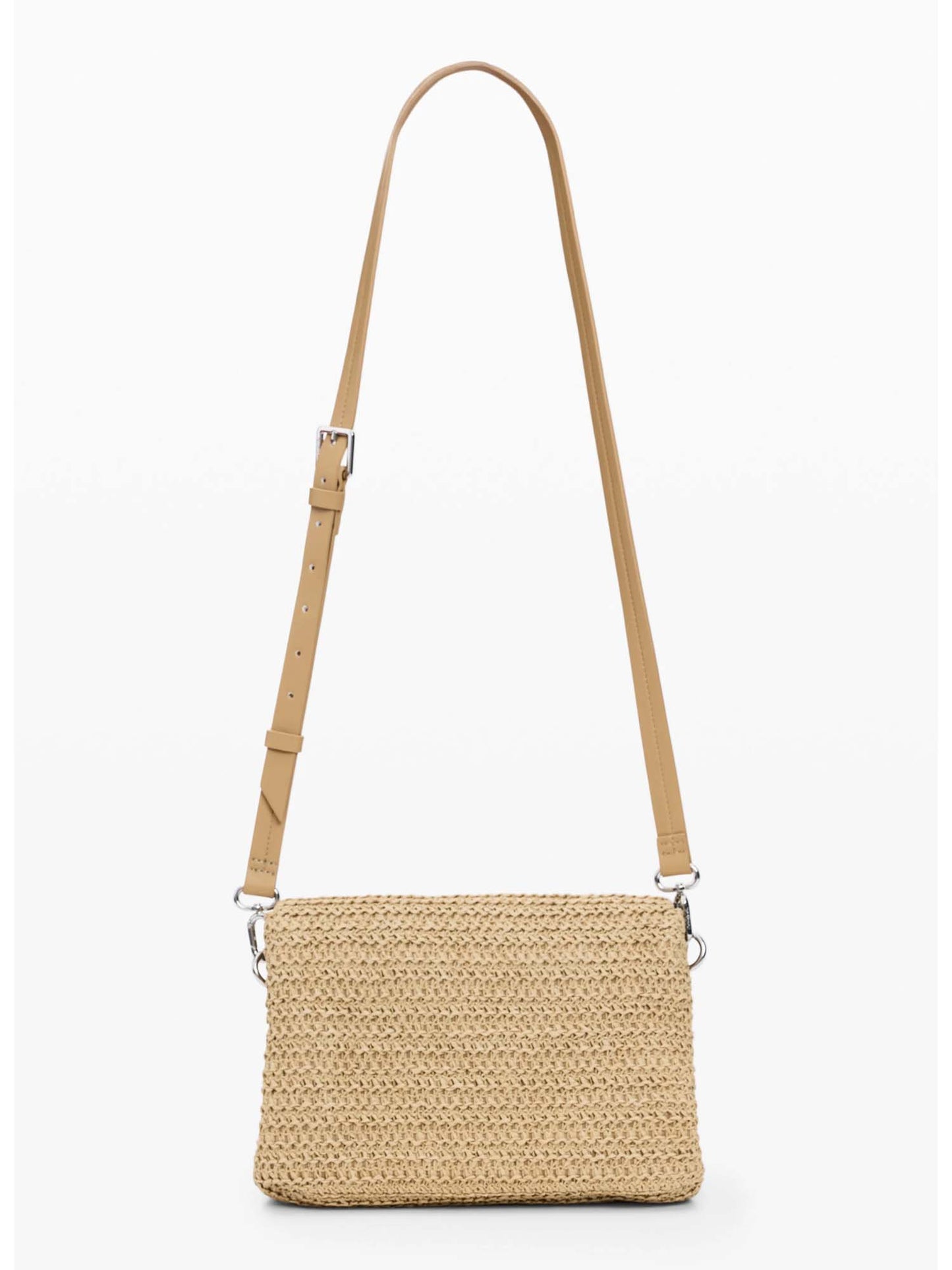 Desigual borsa flap naturale in rafia beige da donna