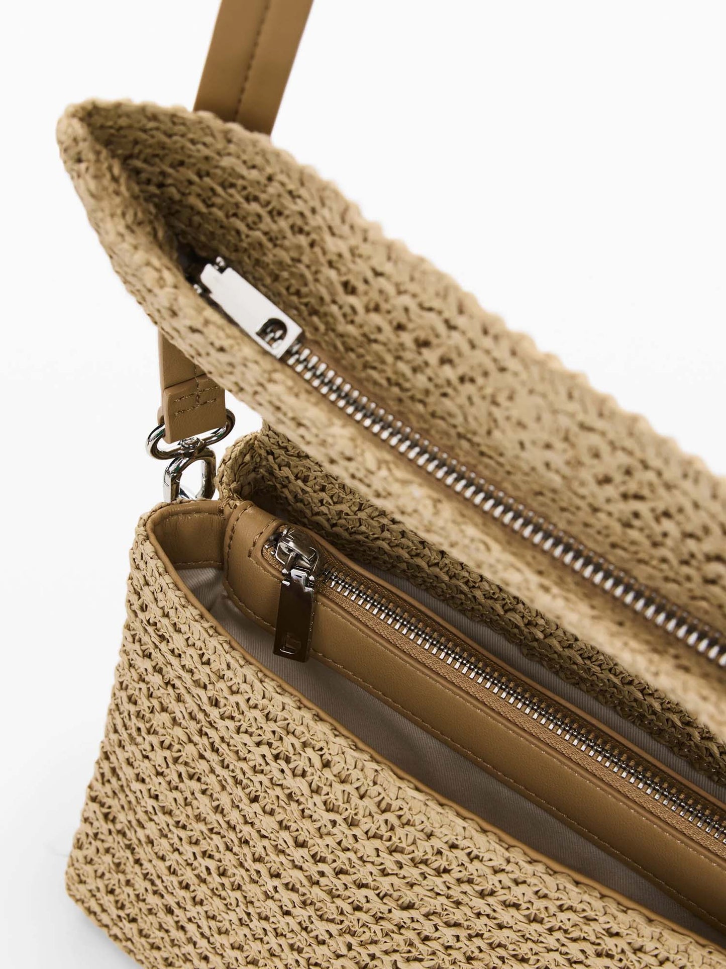 Desigual borsa flap naturale in rafia beige da donna