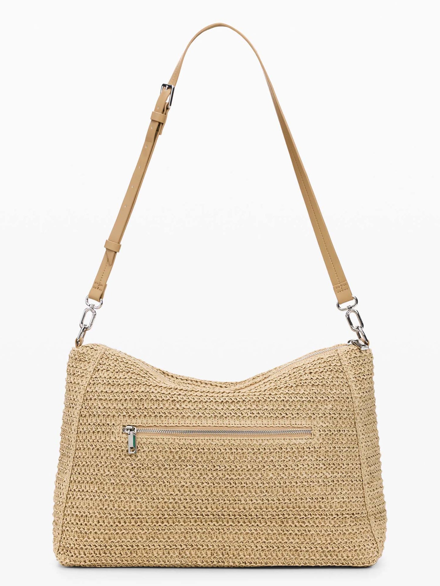 Borsa rettangolare Desigual in rafia beige da donna