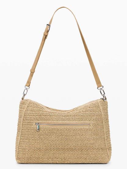 Borsa rettangolare Desigual in rafia beige da donna