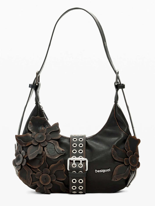 Desigual Curio, borsa a tracolla unisex marrone con dettagli floreali