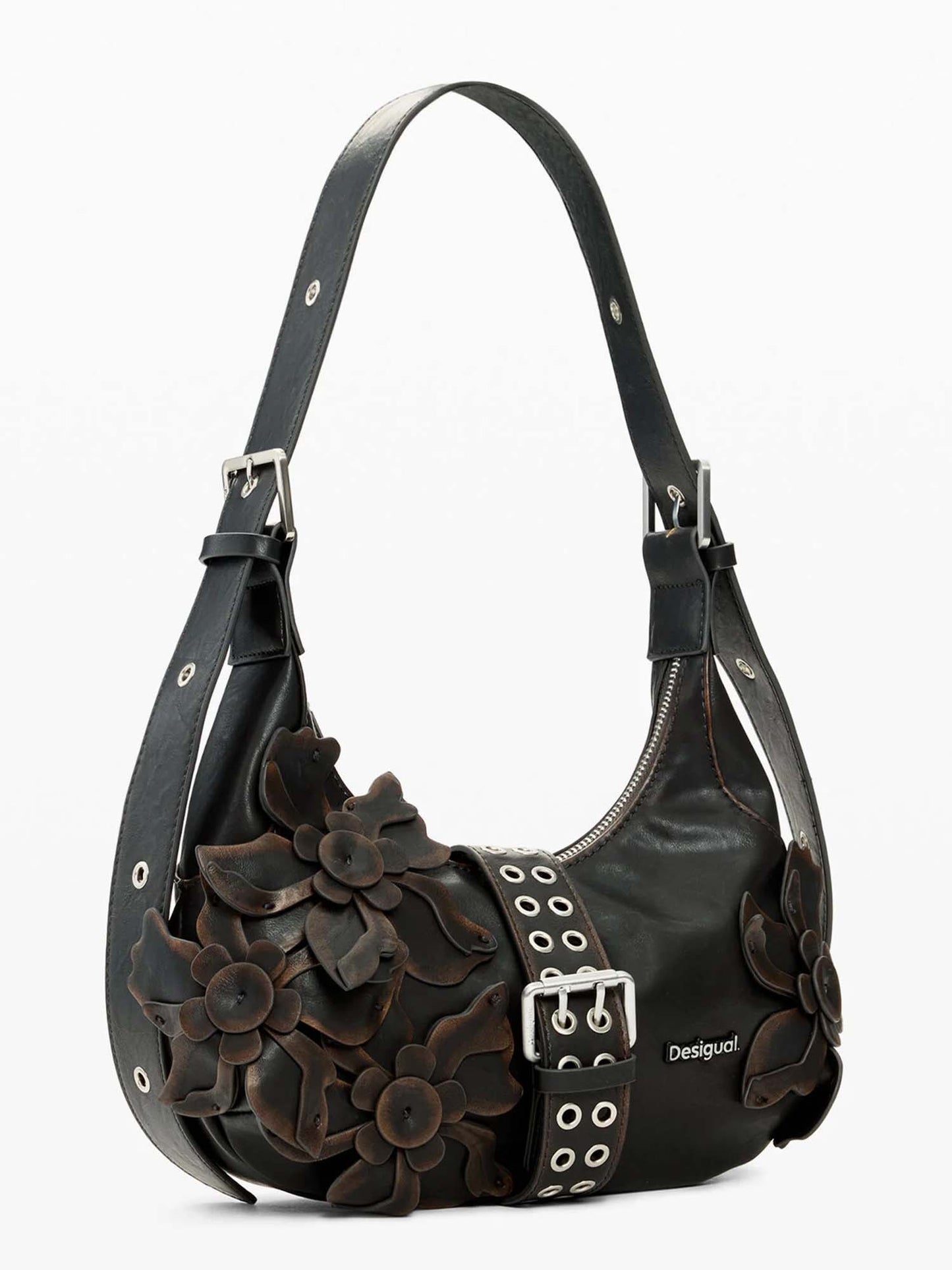 Desigual Curio, borsa a tracolla da donna marrone con dettagli floreali