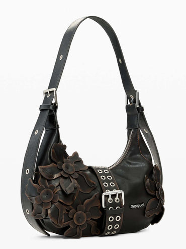 Desigual Curio, borsa a tracolla unisex marrone con dettagli floreali