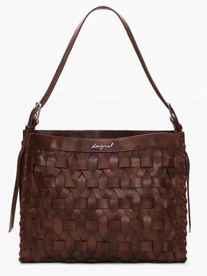 Borsa tote intrecciata marrone Desigual donna per uso quotidiano