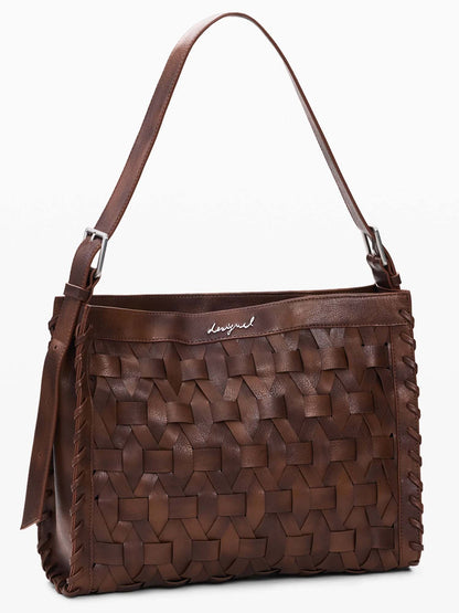 Borsa tote intrecciata marrone Desigual donna per uso quotidiano