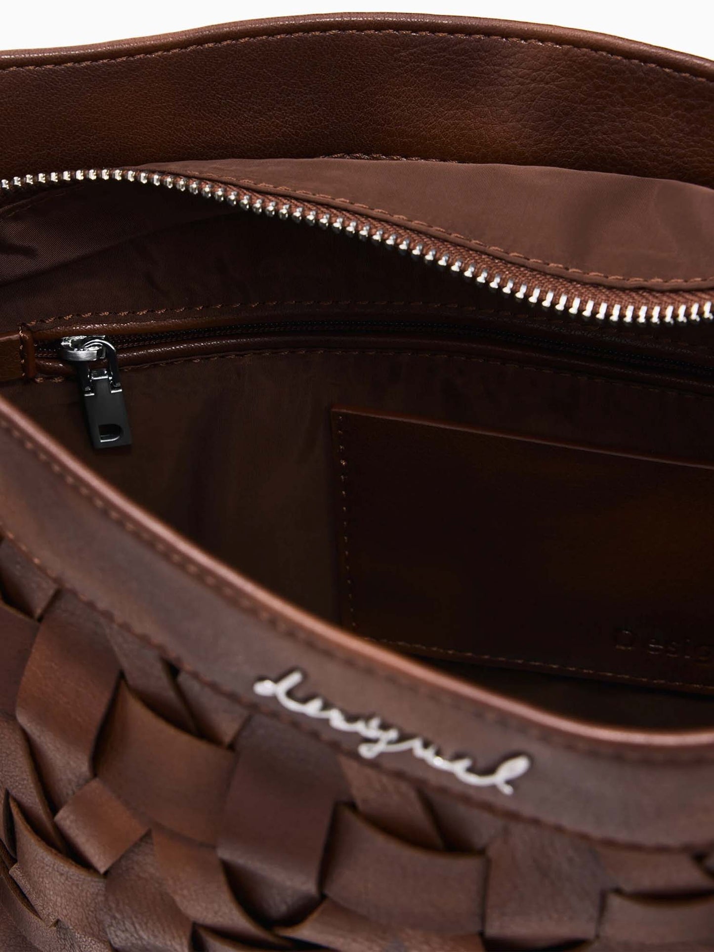 Borsa tote intrecciata marrone Desigual donna per uso quotidiano