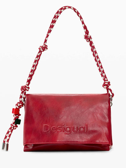 Borsa Desigual a spalla rossa media con logo